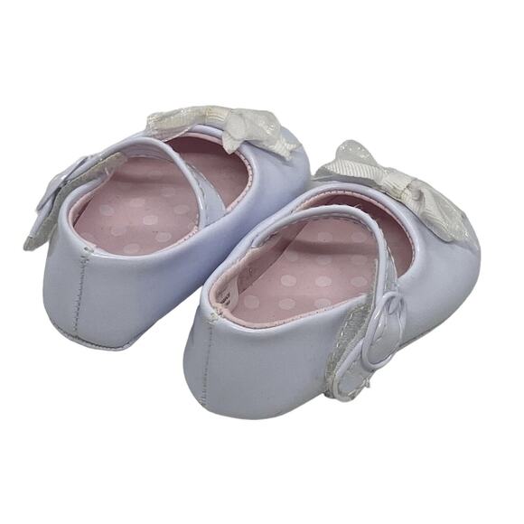 Baby Deer Girl's White Patent Skimmer Crib Shoes 1M Infant Hook & Loop Closure - Picture 5 of 14